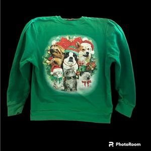 Green Christmas Animal Sweatshirt - Medium